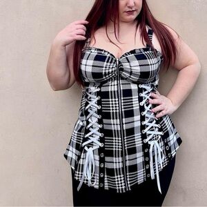 Rose Gal NWT lace up corset style tank top 3X